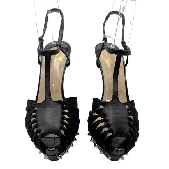 CHRISTIAN LOUBOUTIN Zigounette 140 Spike Accent T-Strap Heels Size 38EU 8US - Picture 5 of 16